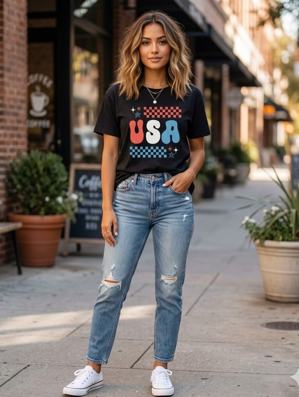 NWT Grace & Emma USA Graphic Print Shirt